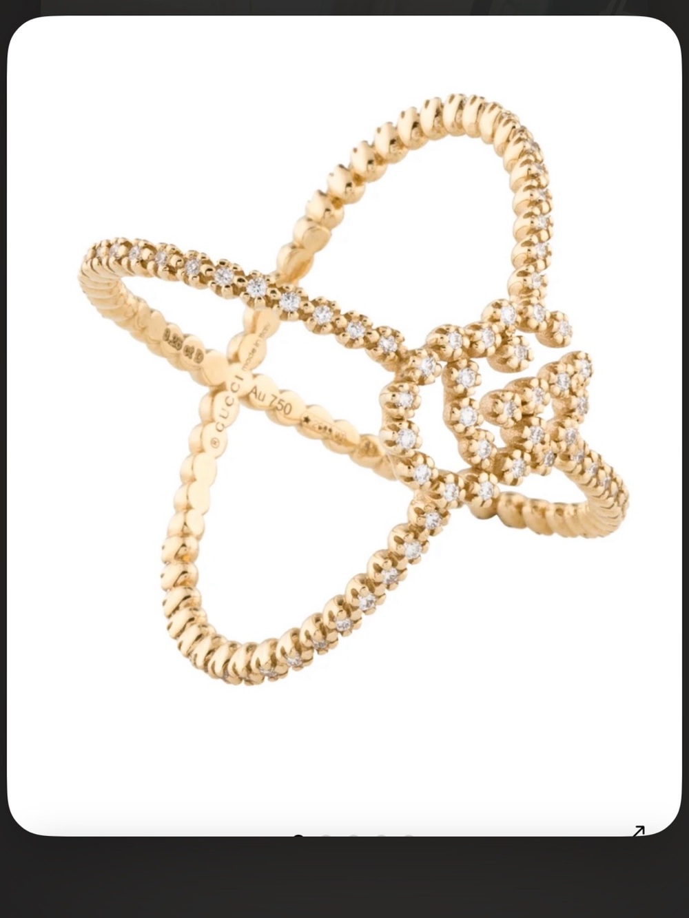 Gucci Gold Diamond Floral Openwork Ring